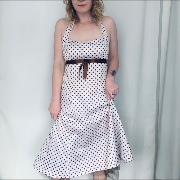 Vintage Halter Polka Dot Flare Dress - Picture 2 of 4